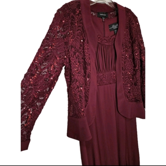 Merlot Color Dress with Sequin matching Jacket Women's Size 6 NEW - Picture 2 of 13